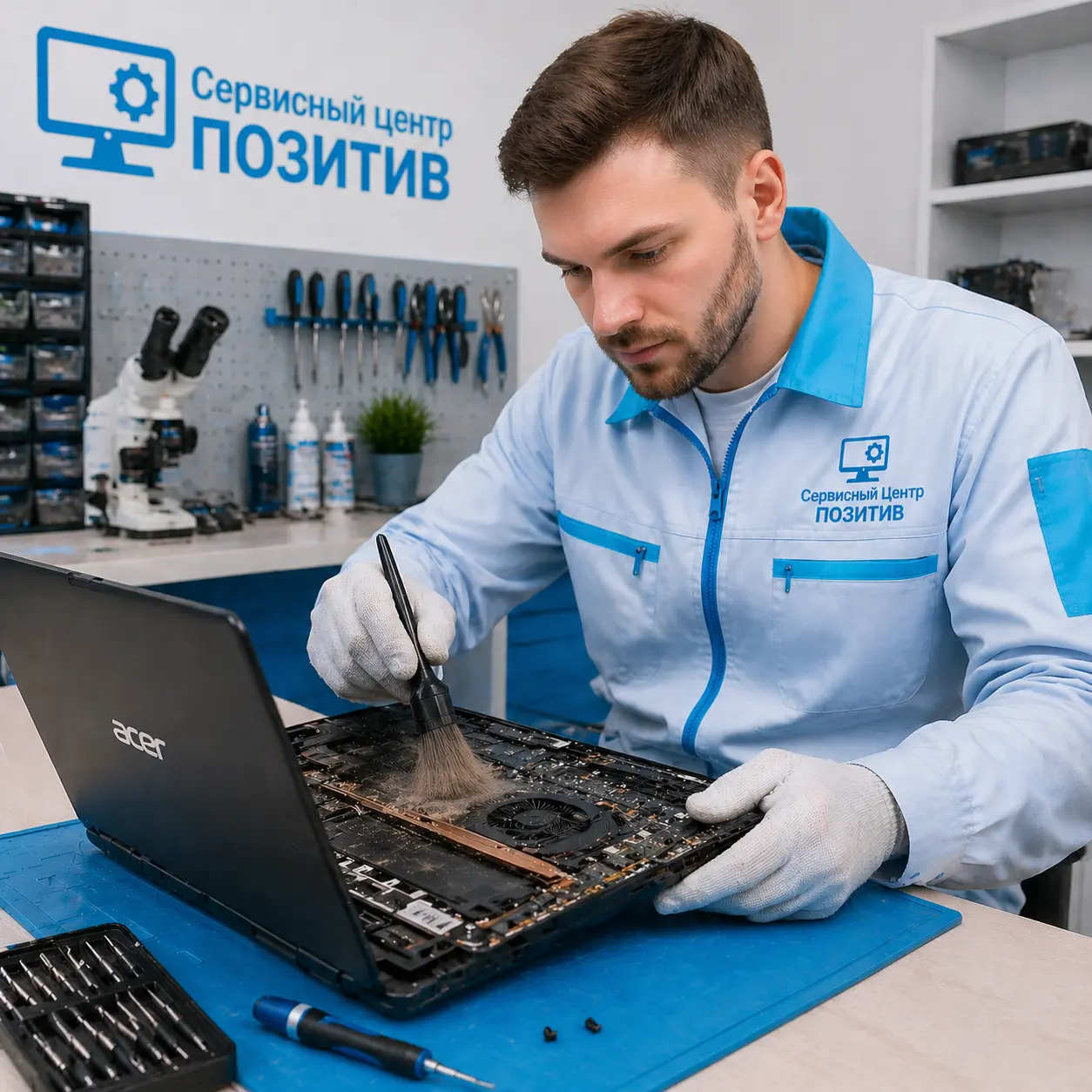 Чистка ноутбука Acer от пыли в Юбилейном | Замена термопасты