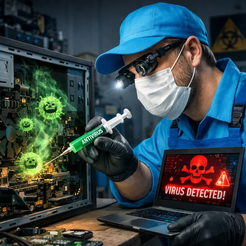Лечение компьютера от вирусов в Юбилейном на дому